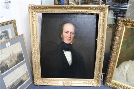 Victorian School, oil on canvas, portrait of a gentleman, 75 x 62cm and an Edwardian portrait of a lady, 61 x 48cm